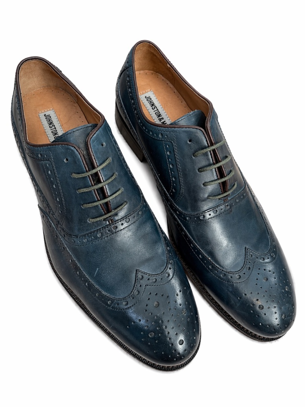 NWOT Johnston & Murphy Navy Leather Wingtip Derbys
